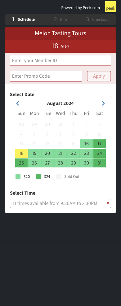 booking flow step 2